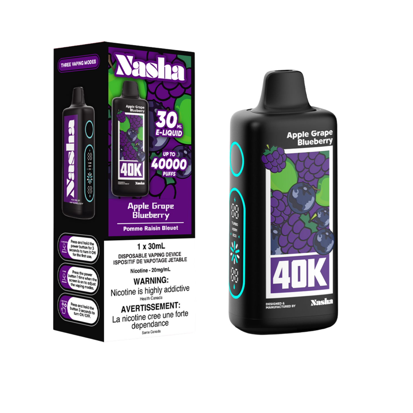 Nasha 40K Disposable Vape - Apple Grape Blueberry