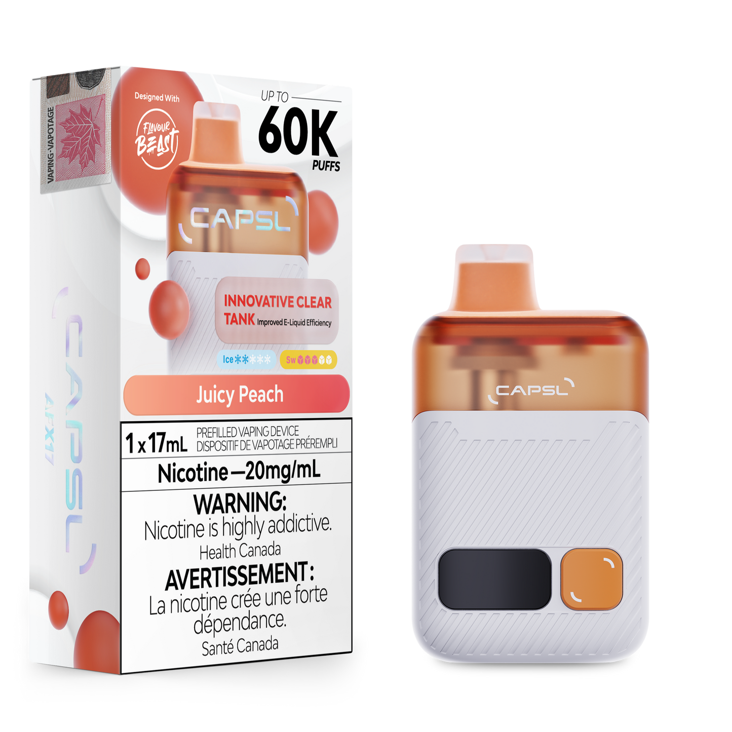 CAPSL AFX17 60K Disposable Vape - Juicy Peach