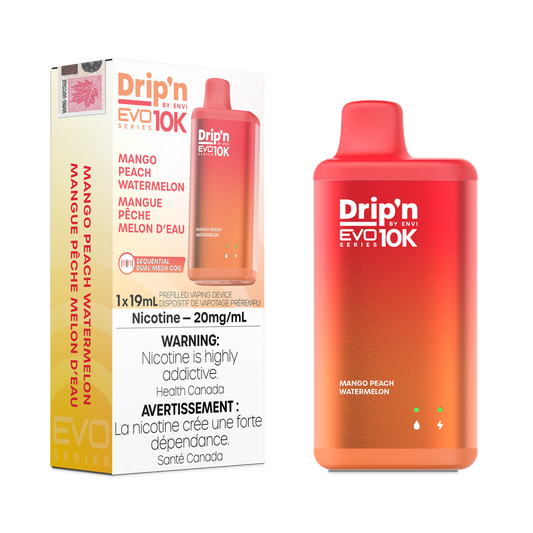 Envi Drip'n EVO 10K Mango Peach Watermelon Disposable Vape - Online Vape Shop Canada - Quebec and BC Shipping Available