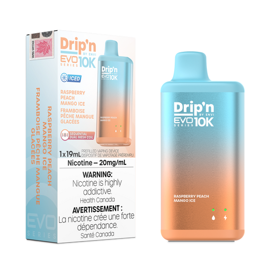 Envi Drip'n EVO 10K Raspberry Peach Mango Ice Disposable Vape - Online Vape Shop Canada - Quebec and BC Shipping Available
