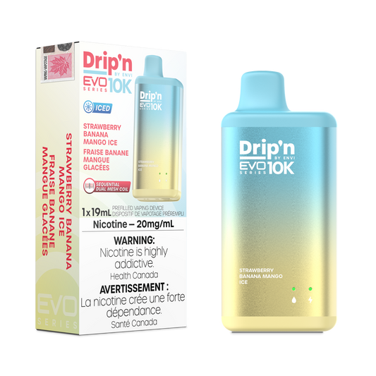Envi Drip'n EVO 10K Strawberry Banana Mango Ice Disposable Vape - Online Vape Shop Canada - Quebec and BC Shipping Available
