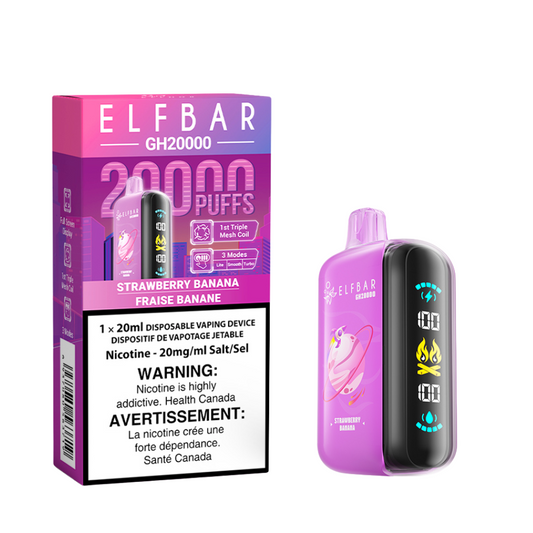 Elf Bar GH20k Disposable Vape - Strawberry Banana - Online Vape Shop Canada - Quebec and BC Shipping Available