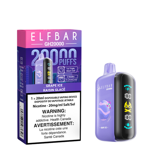 Elf Bar GH20k Disposable Vape - Grape Ice - Online Vape Shop Canada - Quebec and BC Shipping Available