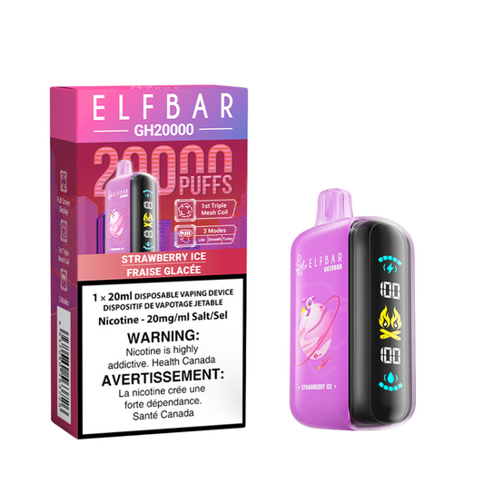 Elf Bar GH20k Disposable Vape - Strawberry Ice - Online Vape Shop Canada - Quebec and BC Shipping Available