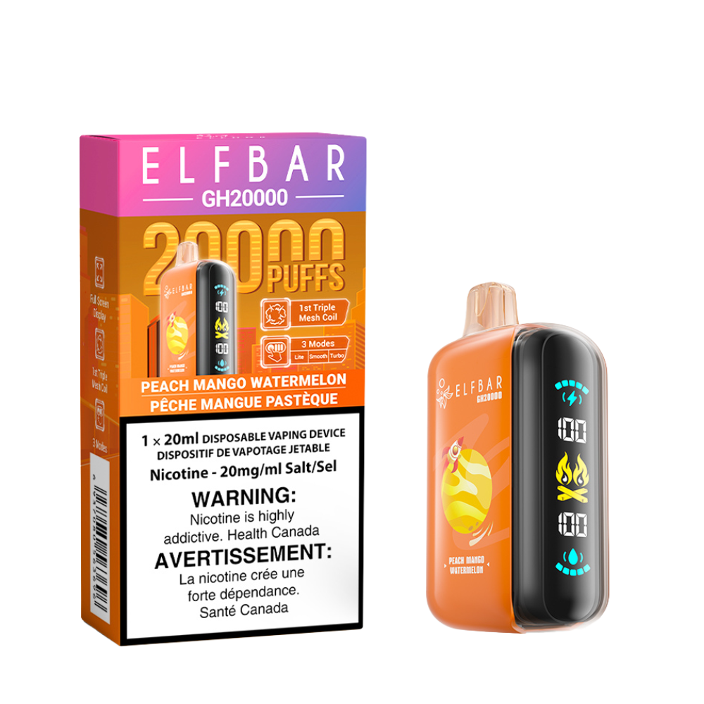 Elf Bar GH20k Disposable Vape - Peach Mango Watermelon Infinite Vapes Canada Elf Bar GH20k Disposable Vape - Peach Mango Watermelon Infinite Vapes Canada