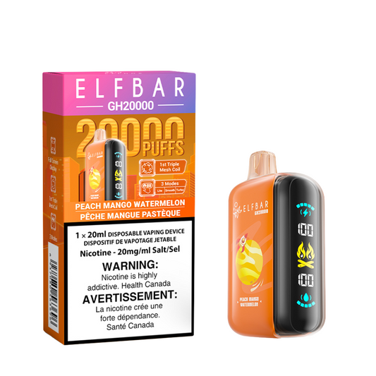 Elf Bar GH20k Disposable Vape - Peach Mango Watermelon - Online Vape Shop Canada - Quebec and BC Shipping Available