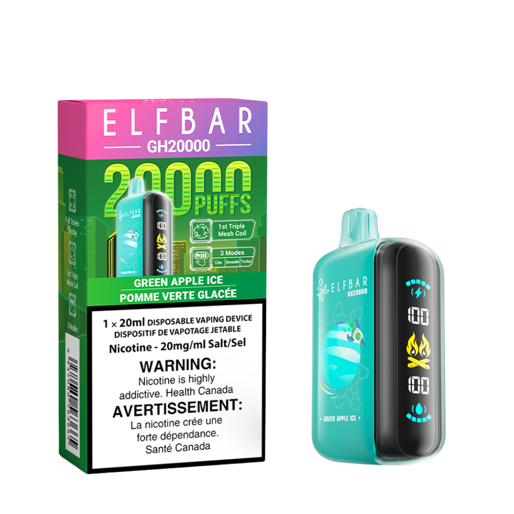 Elf Bar GH20k Disposable Vape - Green Apple Ice - Online Vape Shop Canada - Quebec and BC Shipping Available