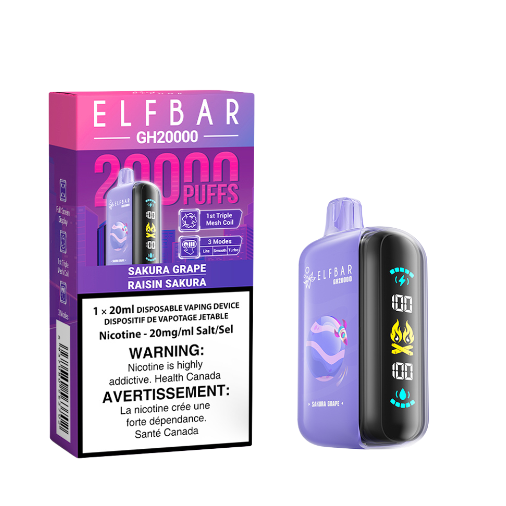 Elf Bar GH20k Disposable Vape - Sakura Grape Infinite Vapes Canada Elf Bar GH20k Disposable Vape - Sakura Grape Infinite Vapes Canada