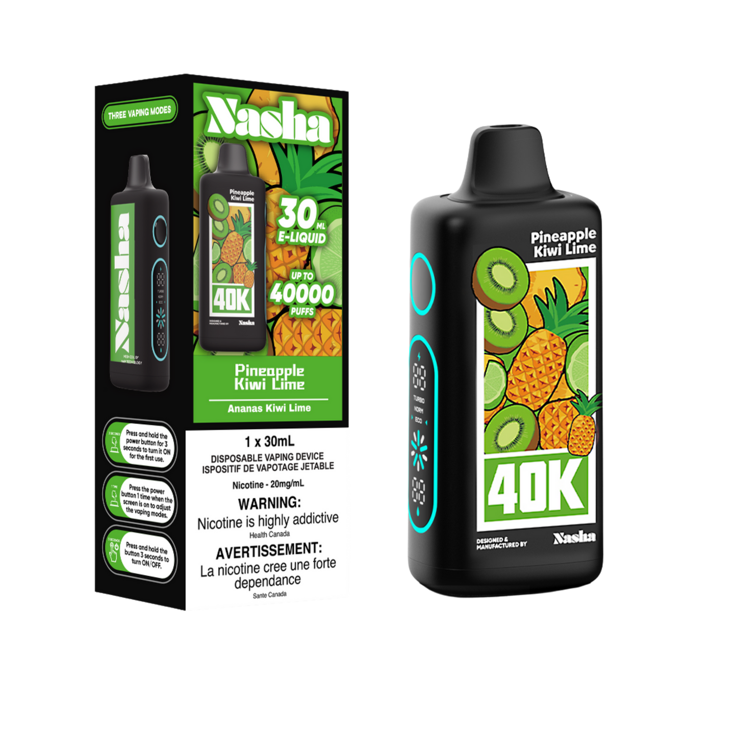 Nasha 40K Disposable Vape - Pineapple Kiwi Lime