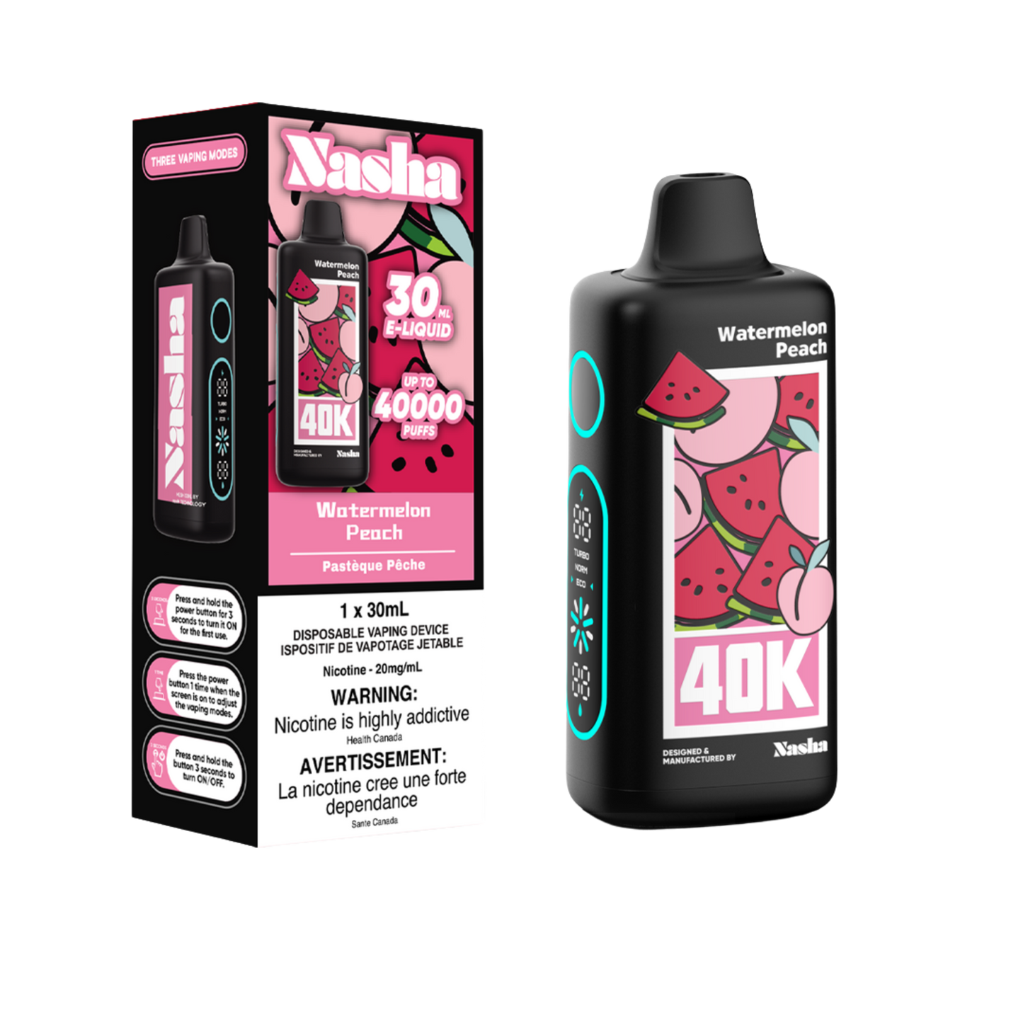 Nasha 40K Disposable Vape - Watermelon Peach