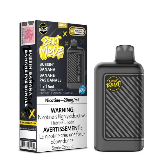 Flavour Beast BEAST MODE 8K Bussin Banana Iced - Online Vape Shop Canada - Quebec and BC Shipping Available