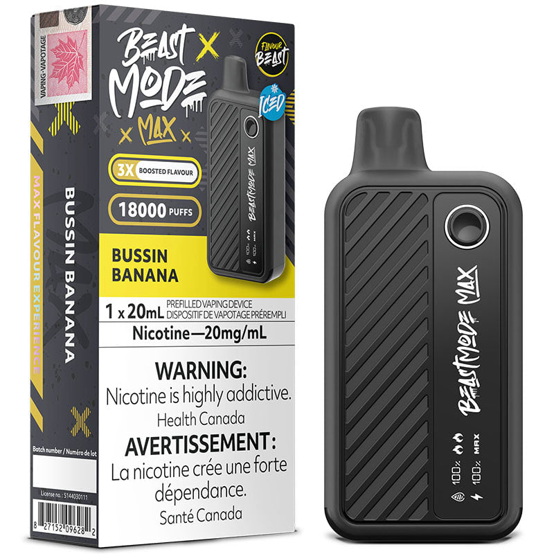 Flavour Beast Beast Mode Max 18K - Bussin Banana Iced - Online Vape Shop Canada - Quebec and BC Shipping Available