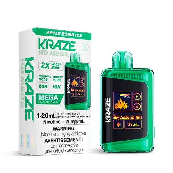 Kraze HD Mega 20K Disposable Vape - Apple Bomb Ice