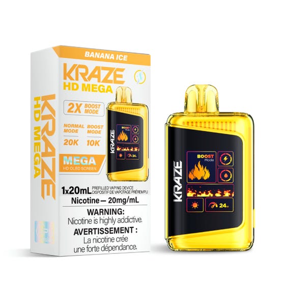 Kraze HD Mega 20K Disposable Vape - Banana Ice
