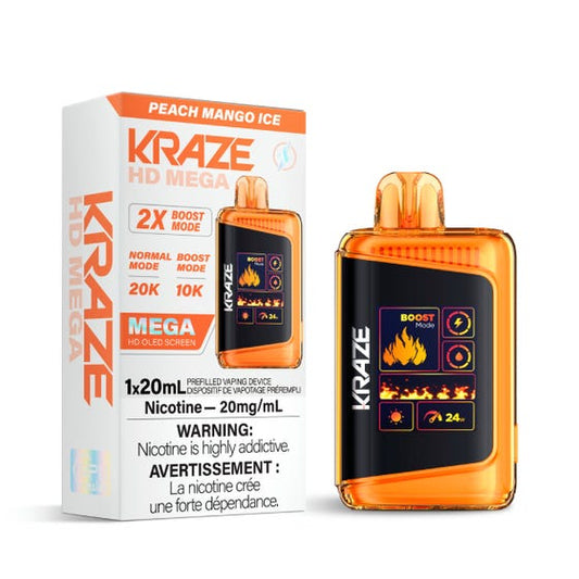 Kraze HD Mega 20K Disposable Vape - Peach Mango Ice