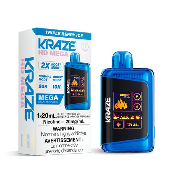 Kraze HD Mega 20K Disposable Vape - Triple Berry Ice