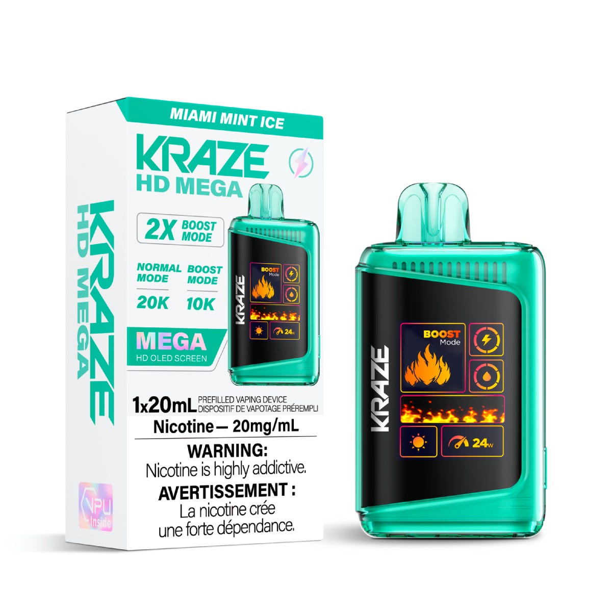 Kraze HD Mega 20K Disposable Vape - Miami Mint Ice Infinite Vapes Canada Kraze HD Mega 20K Disposable Vape - Miami Mint Ice Infinite Vapes Canada