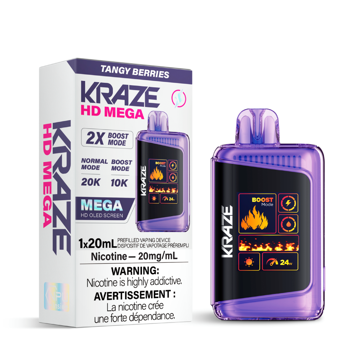 Kraze HD Mega 20K Disposable Vape - Tangy Berries