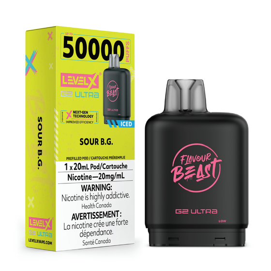 Level X Flavour Beast G2 Ultra Pod 50K - Sour B.G. Iced