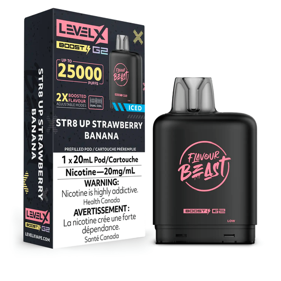 Level X Boost 25K Pods - STR8 Up Strawberry Banana Iced