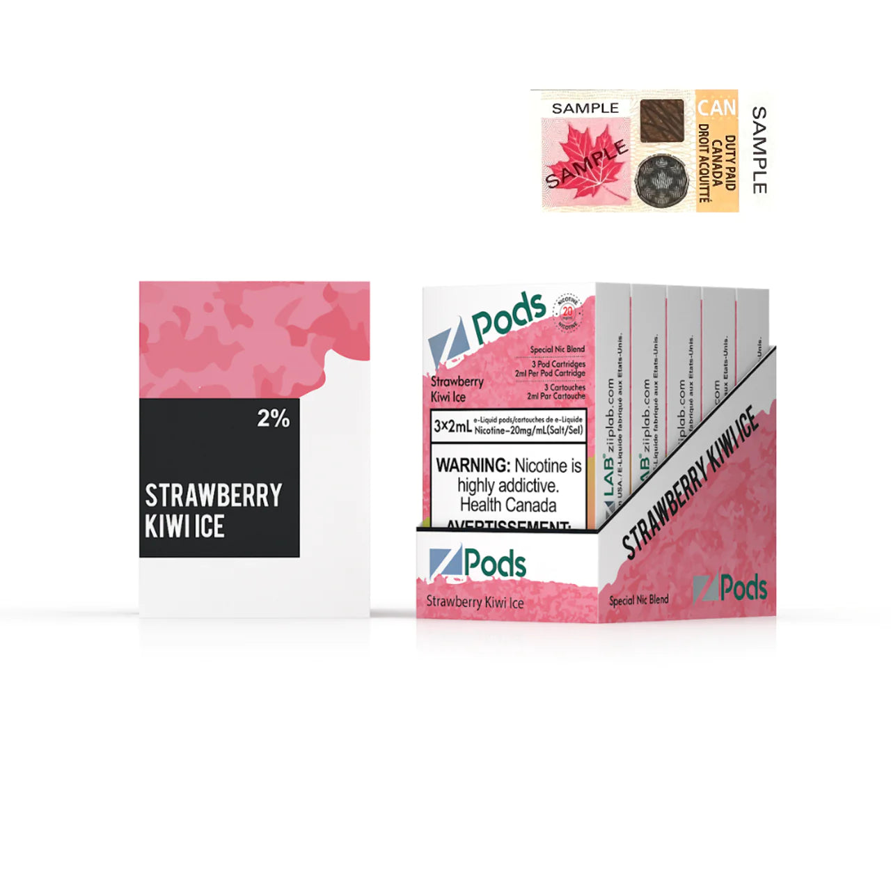Z Pods Strawberry Kiwi Ice Stlth Compatible Pods - Online Vape Shop Canada - Quebec and BC Shipping Available