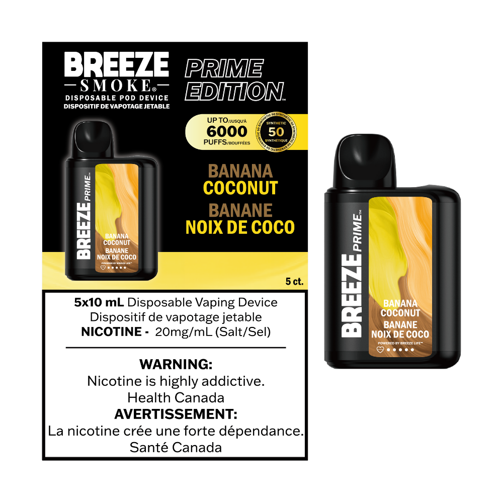 Breeze Prime S50 6000 - Banana Coconut Infinite Vapes Canada Breeze Prime S50 6000 - Banana Coconut Infinite Vapes Canada