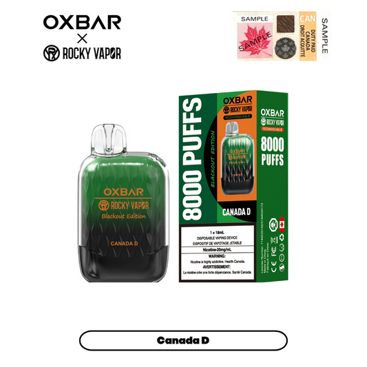 Ox Bar G8000 Canada D Disposable Vape - Online Vape Shop Canada - Quebec and BC Shipping Available