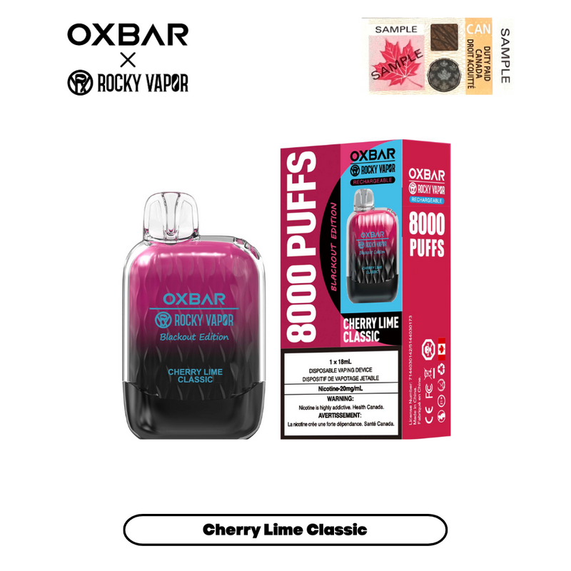 Ox Bar G8000 Cherry Lime Classic Disposable Vape – Infinite Vapes Canada