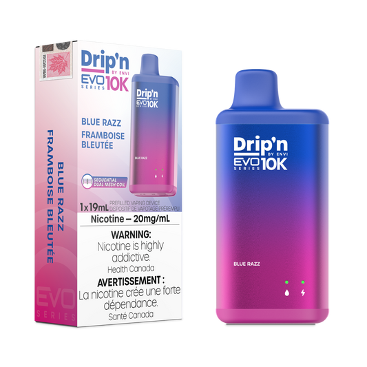Envi Drip'n EVO 10K Blue Razz Disposable Vape - Online Vape Shop Canada - Quebec and BC Shipping Available