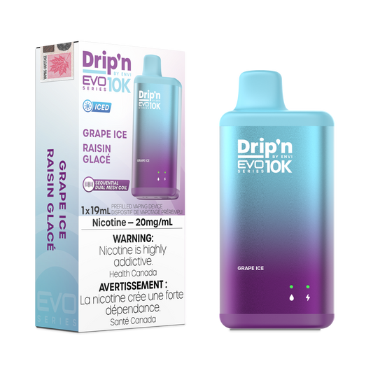 Envi Drip'n EVO 10K Grape Ice Disposable Vape - Online Vape Shop Canada - Quebec and BC Shipping Available