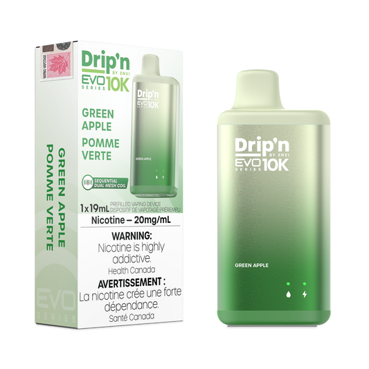 Envi Drip'n EVO 10K Green Apple Disposable Vape - Online Vape Shop Canada - Quebec and BC Shipping Available