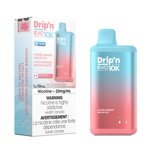 Envi Drip'n EVO 10K Lychee Mango Melon Ice Disposable Vape - Online Vape Shop Canada - Quebec and BC Shipping Available