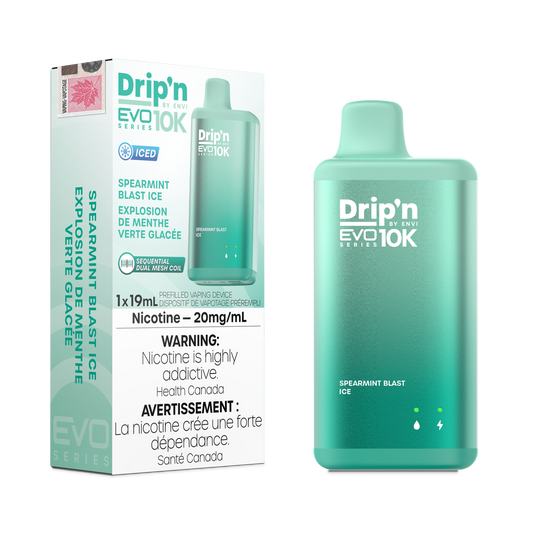 Envi Drip'n EVO 10K Spearmint Blast Ice Disposable Vape - Online Vape Shop Canada - Quebec and BC Shipping Available