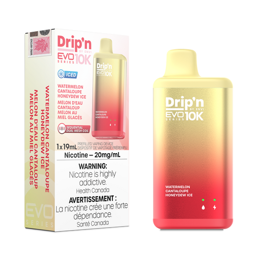 Envi Drip'n EVO 10K Watermelon Cantaloupe Honeydew Ice Disposable Vape - Online Vape Shop Canada - Quebec and BC Shipping Available