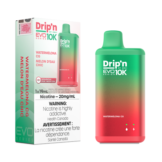 Envi Drip'n EVO 10K Watermelona CG Disposable Vape - Online Vape Shop Canada - Quebec and BC Shipping Available