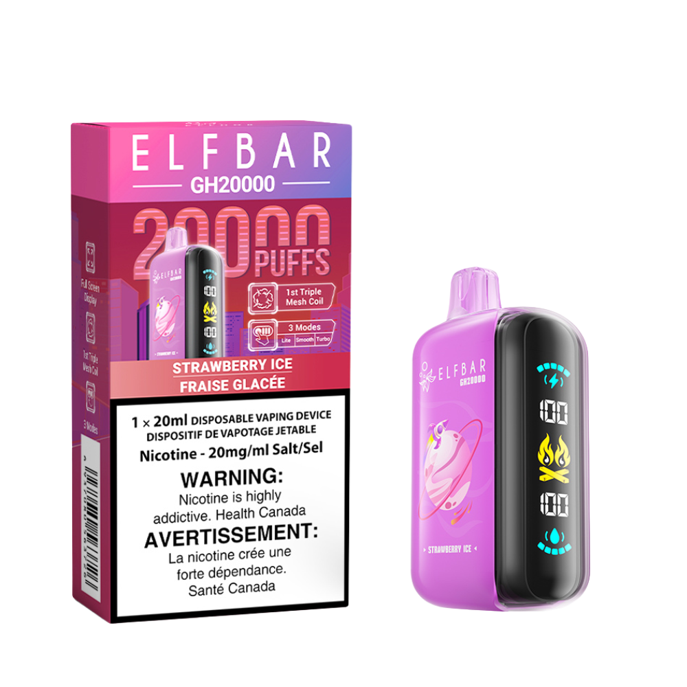 Elf Bar GH20k Disposable Vape - Strawberry Ice - Online Vape Shop Canada - Quebec and BC Shipping Available