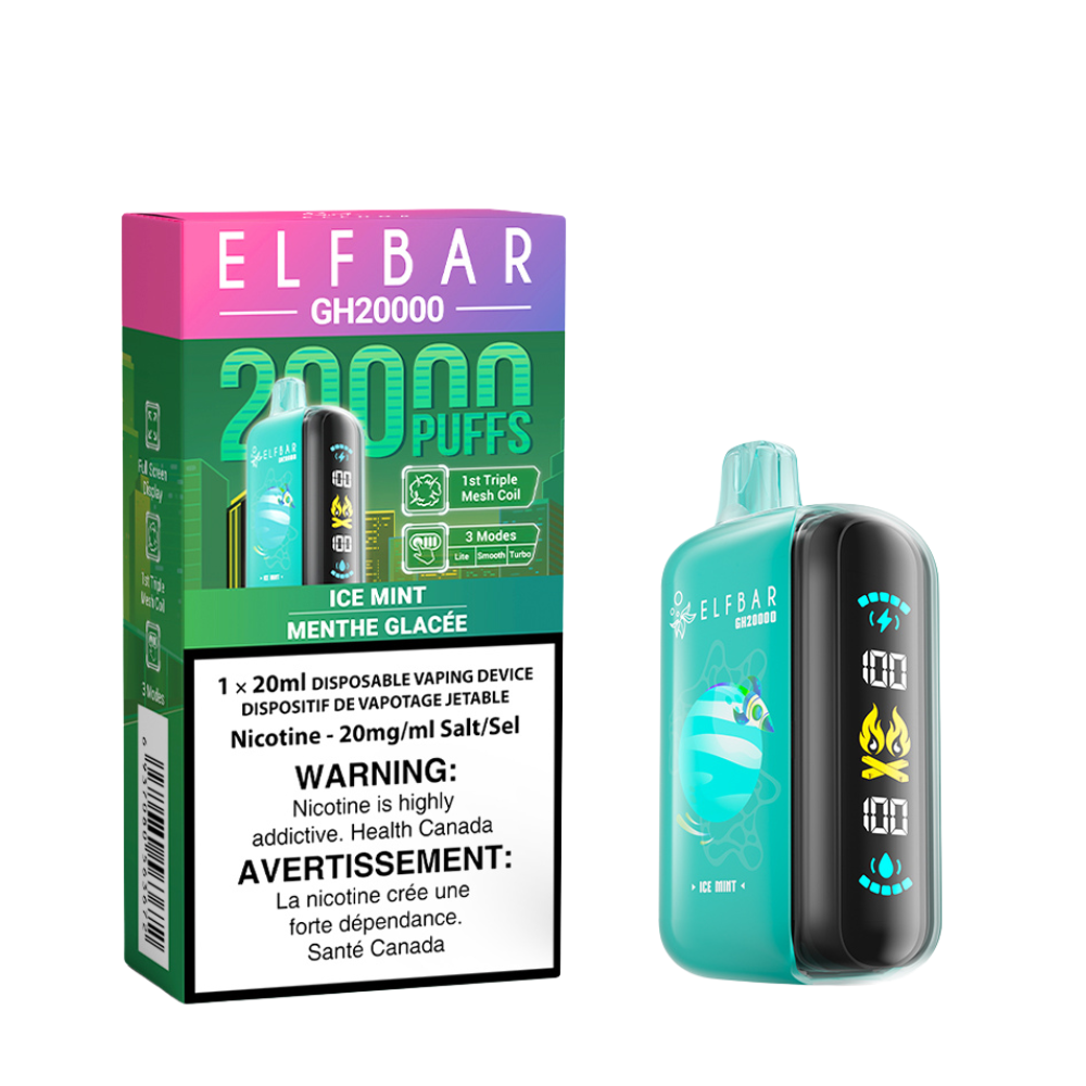 Elf Bar GH20k Disposable Vape - Ice Mint - Online Vape Shop Canada - Quebec and BC Shipping Available