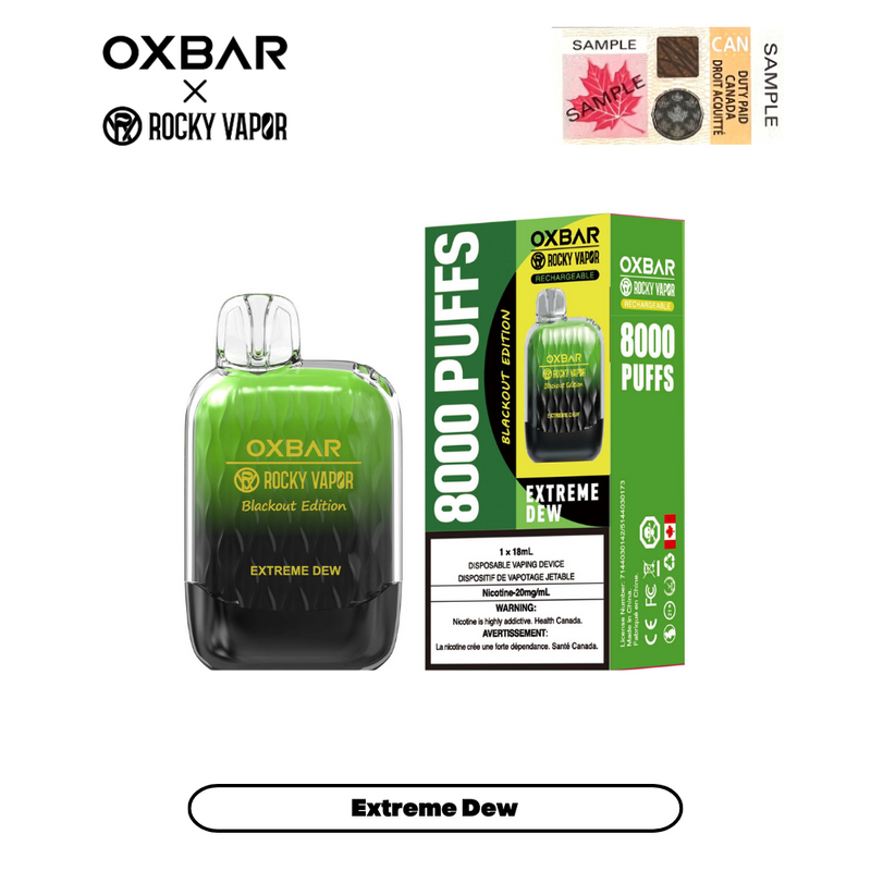Ox Bar G8000 Extreme Dew Disposable Vape - Online Vape Shop Canada - Quebec and BC Shipping Available