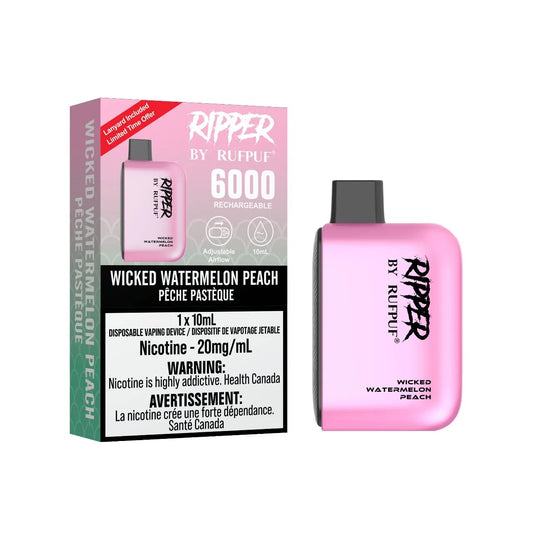 Rufpuf Ripper Wicked Watermelon Peach Disposable Vape - Online Vape Shop Canada - Quebec and BC Shipping Available
