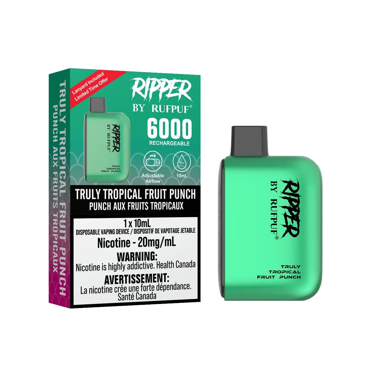 Rufpuf Ripper Truly Tropical Fruit Punch Disposable Vape - Online Vape Shop Canada - Quebec and BC Shipping Available