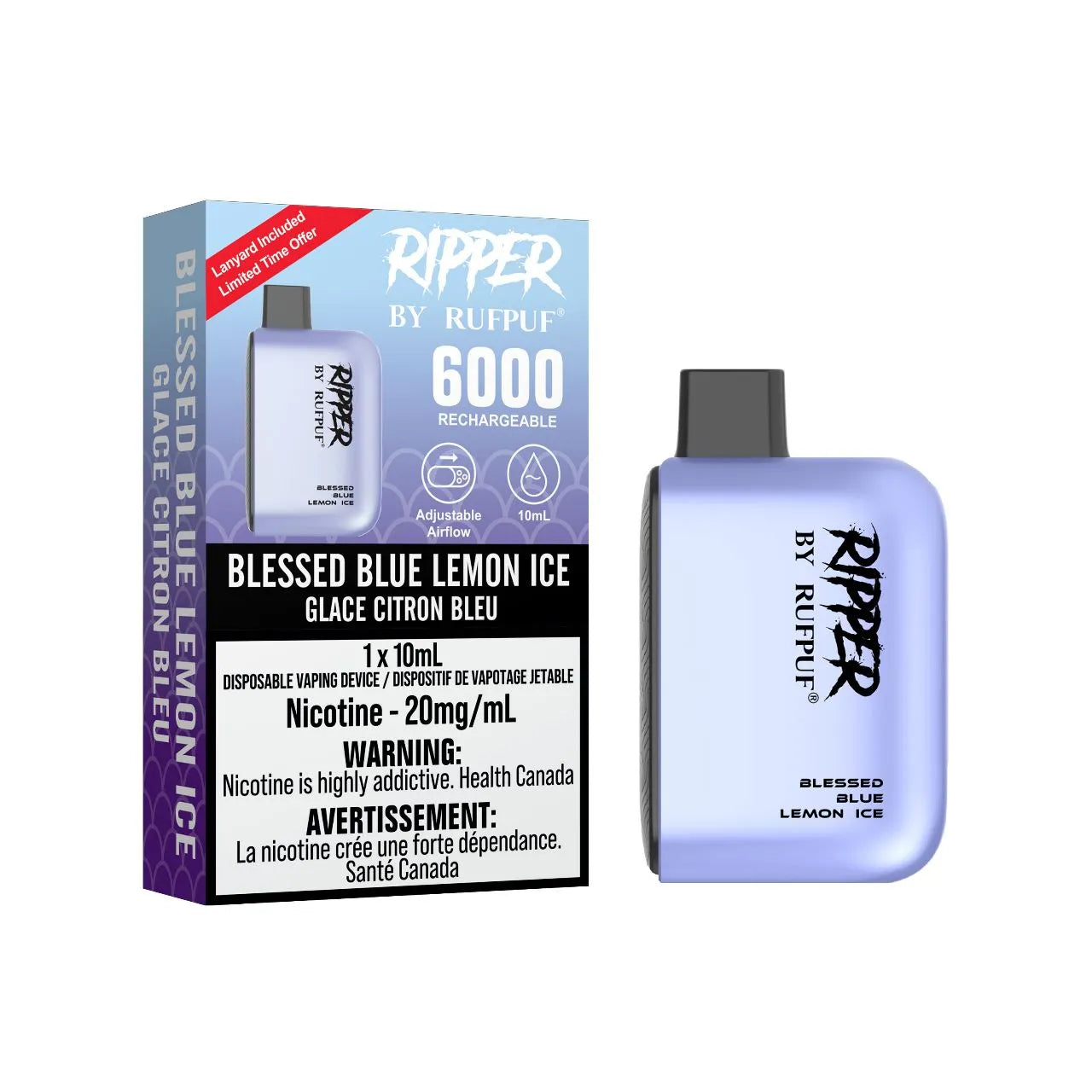 Rufpuf Ripper Blessed Blue Lemon Ice Disposable Vape - Online Vape Shop Canada - Quebec and BC Shipping Available