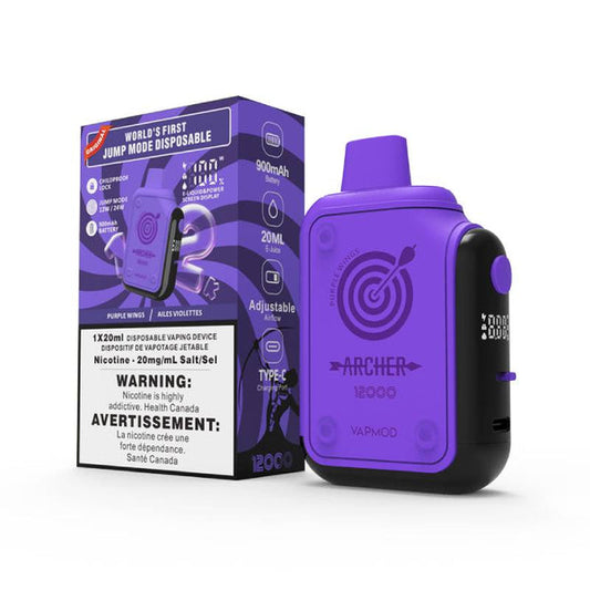 VAPMOD Archer 12K Purple Wings Disposable Vape - Online Vape Shop Canada - Quebec and BC Shipping Available