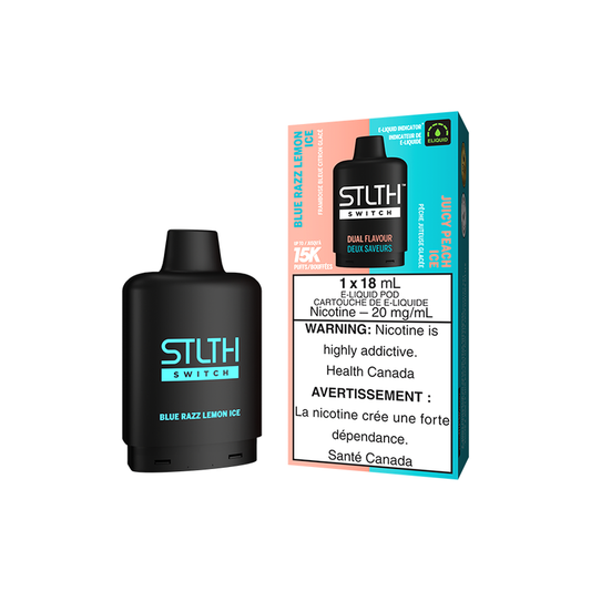 STLTH Switch 15K Pod - Blue Razz Lemon Ice and Juicy Peach Ice - Online Vape Shop Canada - Quebec and BC Shipping Available