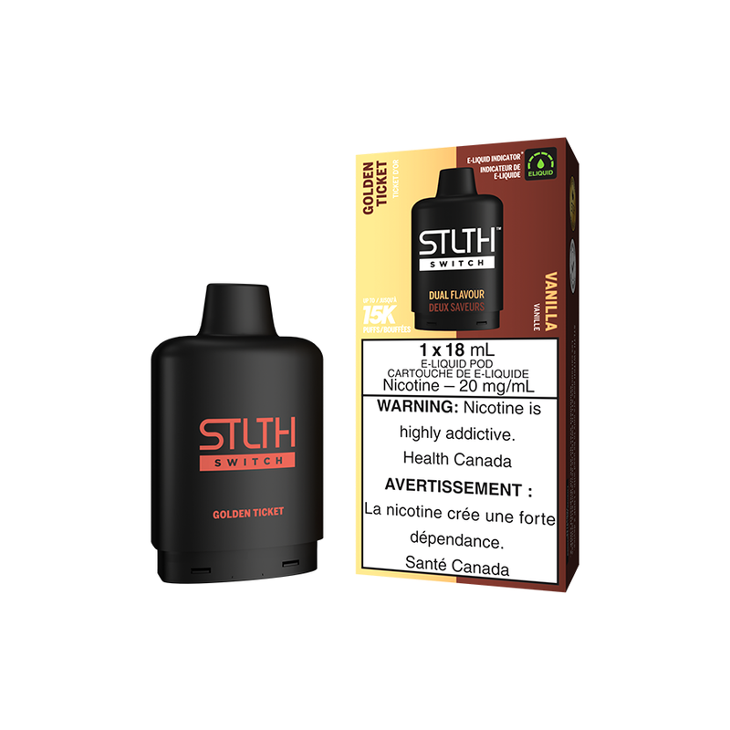 STLTH Switch 15K Pod - Golden Ticket and Vanilla - Online Vape Shop Canada - Quebec and BC Shipping Available