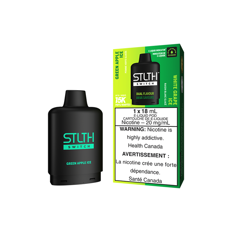 STLTH Switch 15K Pod - Green Apple Ice and White Grape Ice - Online Vape Shop Canada - Quebec and BC Shipping Available