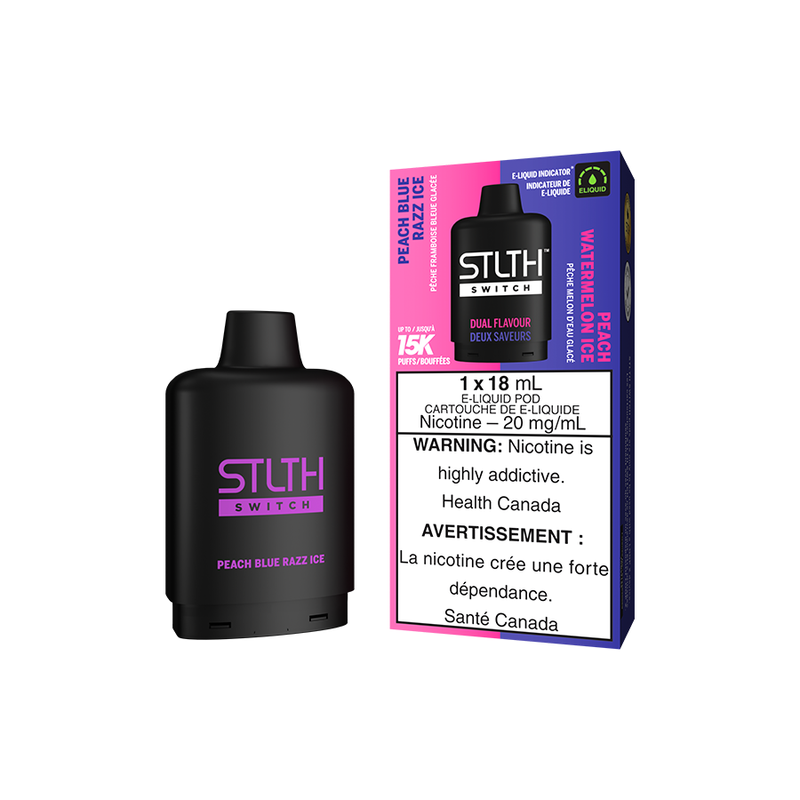 STLTH Switch 15K Pod - Peach Blue Razz ice and Peach Watermelon Ice - Online Vape Shop Canada - Quebec and BC Shipping Available