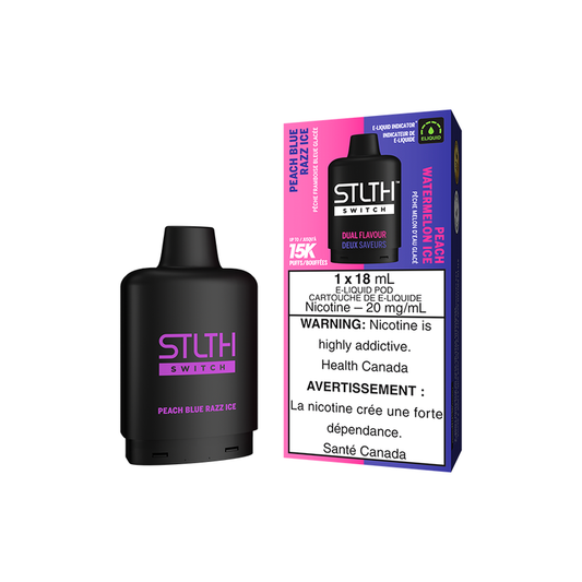 STLTH Switch 15K Pod - Peach Blue Razz ice and Peach Watermelon Ice - Online Vape Shop Canada - Quebec and BC Shipping Available