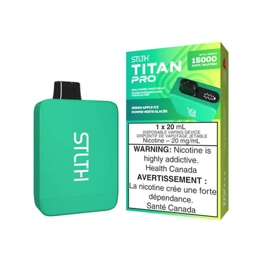 Stlth Titan Pro 15K Disposable Vape - Green Apple Ice - Online Vape Shop Canada - Quebec and BC Shipping Available