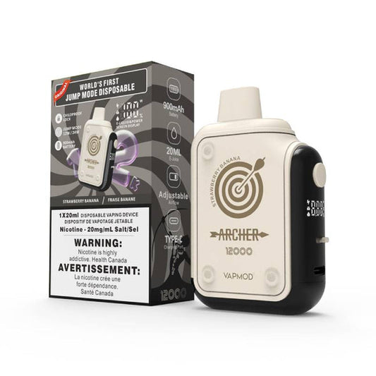 VAPMOD Archer 12K Strawberry Banana Disposable Vape - Online Vape Shop Canada - Quebec and BC Shipping Available