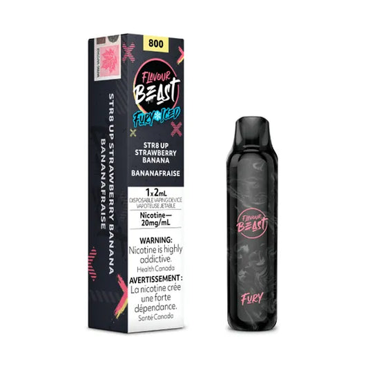 Flavour Beast Fury STR8 UP Strawberry Banana Iced Disposable Vape - Online Vape Shop Canada - Quebec and BC Shipping Available